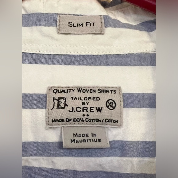 J.Crew Slim Men's Blue & White Button Down Long Sleeve  Stripe  Slim Fit Size XL - Picture 2 of 3